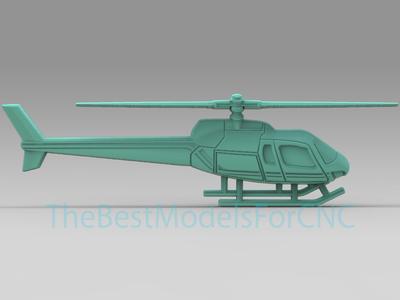 3D Model STL File for CNC Router Laser & 3D Printer Helicopter side