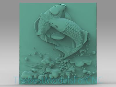 3D Model STL File for CNC Router Laser & 3D Printer Carp Fish