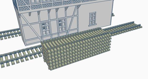 1:160 N scale Concrete sleepers with wooden beams