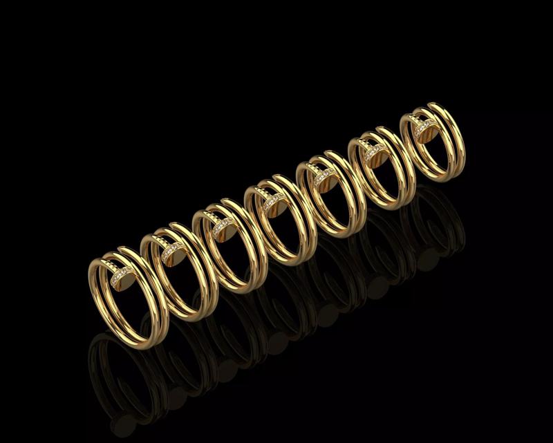 Juste un Clou Rings double in different sizes 15 to 21  3D Model Collection