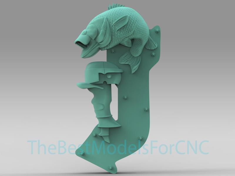 3D Model STL File for CNC Router Laser & 3D Printer Wild Fishing Sign