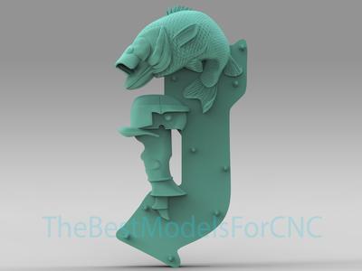 3D Model STL File for CNC Router Laser & 3D Printer Wild Fishing Sign