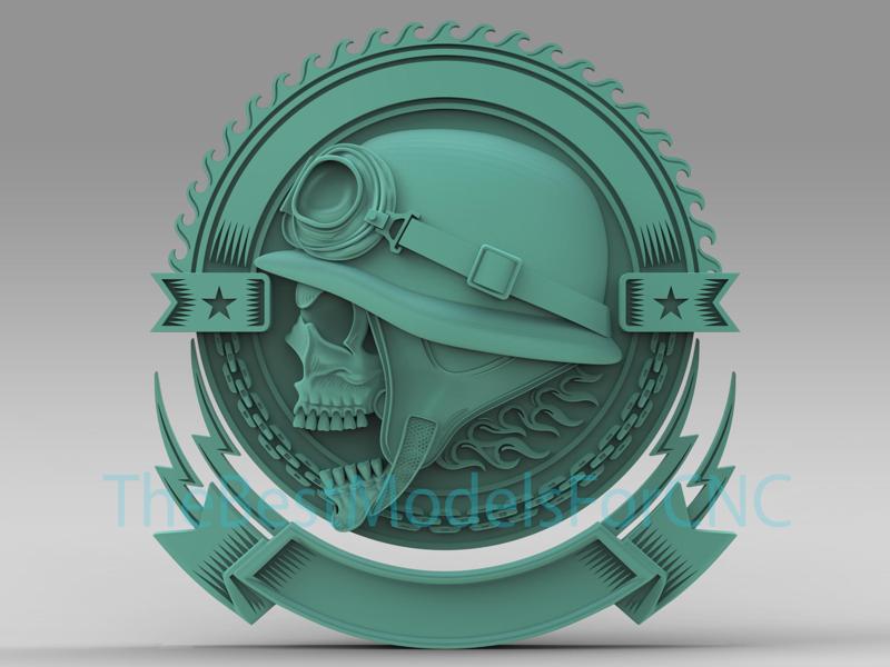 3D Model STL File for CNC Router Laser & 3D Printer Skull With Helmet