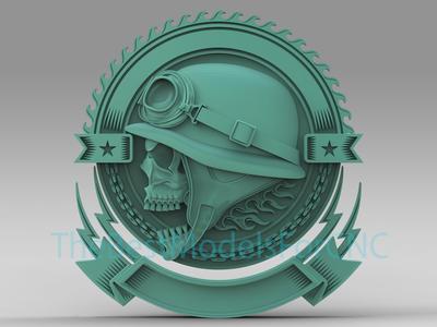 3D Model STL File for CNC Router Laser & 3D Printer Skull With Helmet