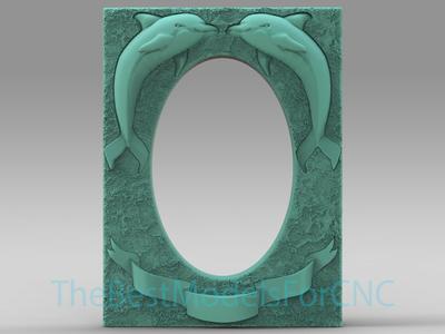 3D Model STL File for CNC Router Laser & 3D Printer Photo Frame Dolphin