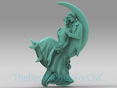 3D Model STL File for CNC Router Laser & 3D Printer Love on The Moon