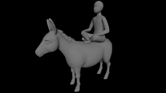Man on Donkey – Minimalist 3D Printable Figurine