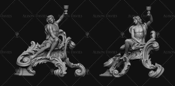 Bacchus Fire dogs for fire surround 3D print model