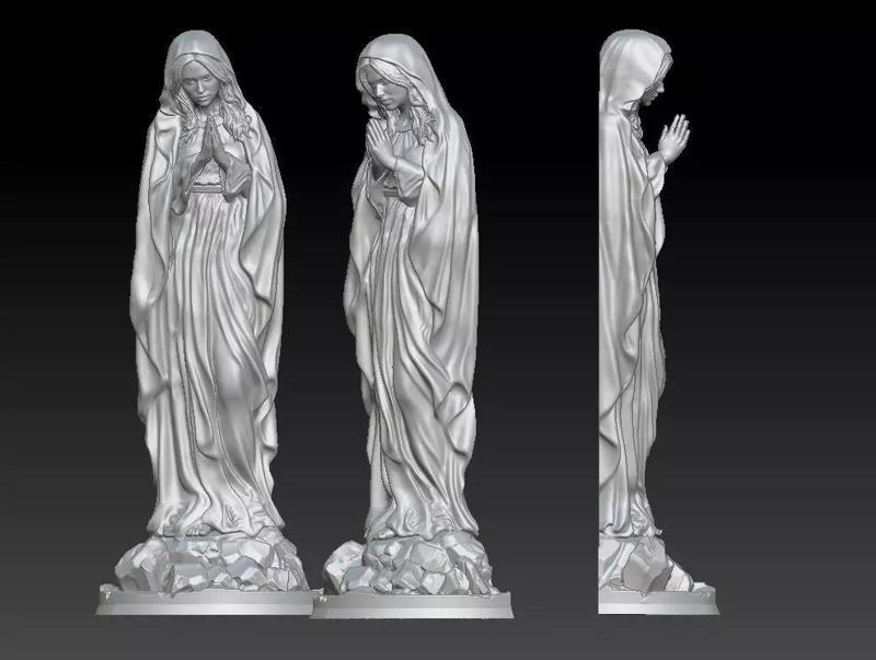 Bas-relief of the Virgin Mary in Prayer 3D printed model