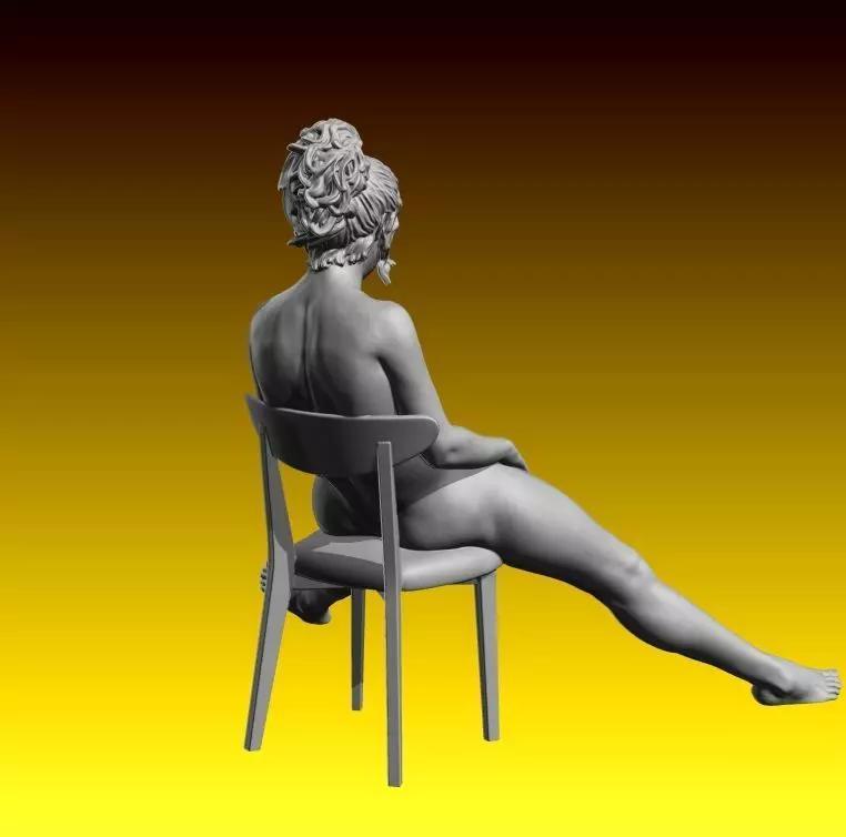 Chair nude female figurine for 3D printing