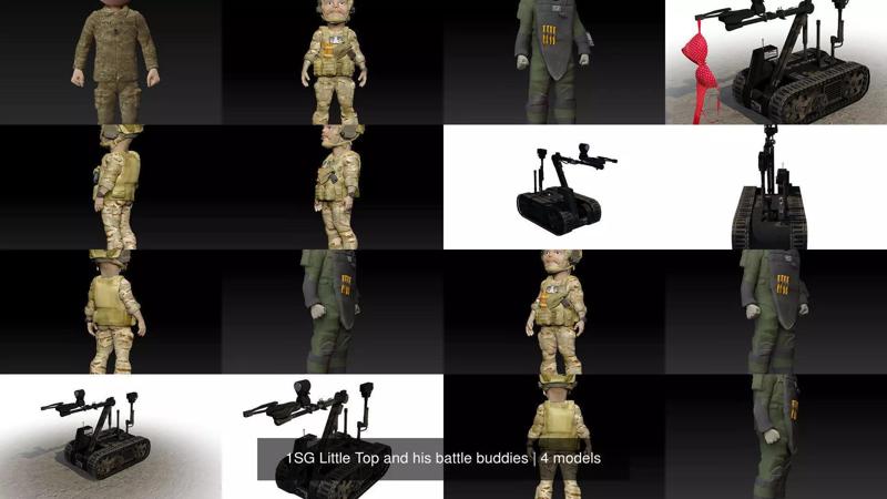 1SG Little Top and his battle buddies 3D Model Collection