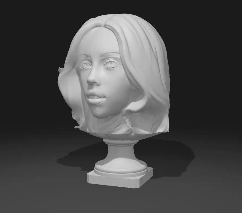 Billie Eilish Singer Bust Portrait Sculpture