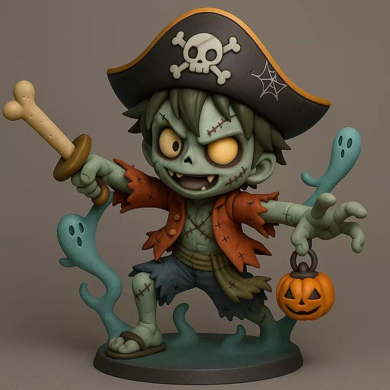 Chibi Luffy Zombie Pirate Halloween Edition