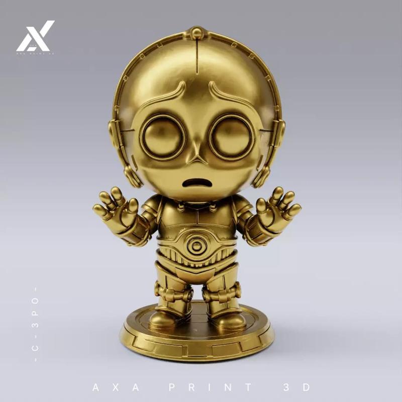 Chibi C-3PO - Cute Golden Star Wars Droid Figurine STL