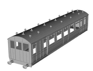 Midland Railway Steam Railmotor Trailer Coach (modified) 1/87 scale