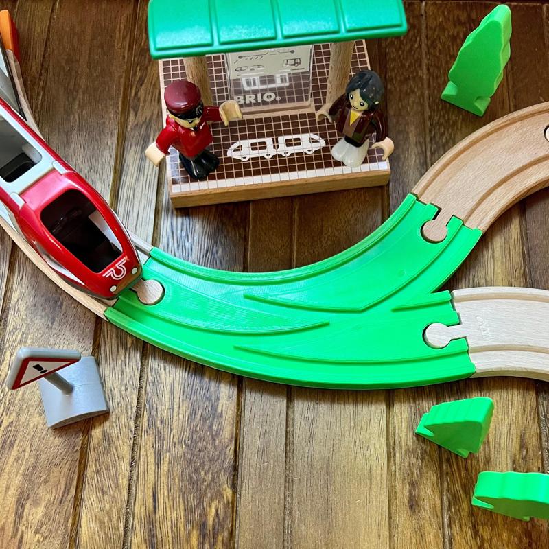 Train Track - Double Curve Splitter - Compatible with BRIO and Others