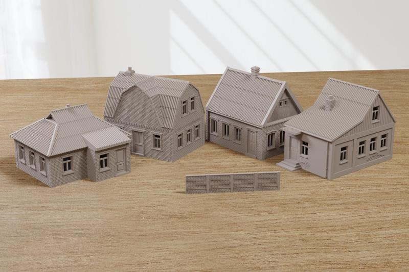 Set of Four Ukrainian Surbuban / Village Houses - Zona Alfa and Modern Warfare Miniature Wargaming Terrain