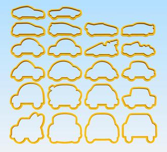Pack 20 siluetas de autos para hacer galletas