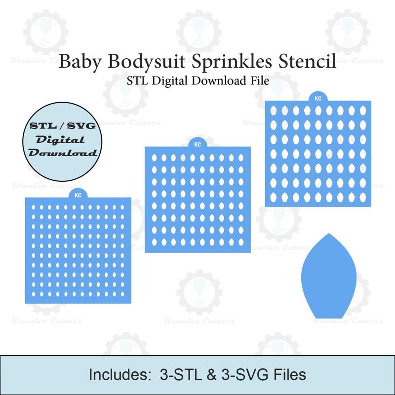 Surfboard Sprinkles Stencil | Laser or 3D Printed, Decorating Stencils | Digital Download STL & SVG Files