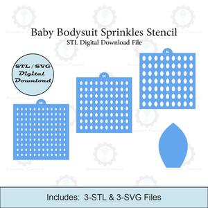 Surfboard Sprinkles Stencil | Laser or 3D Printed, Decorating Stencils | Digital Download STL & SVG Files