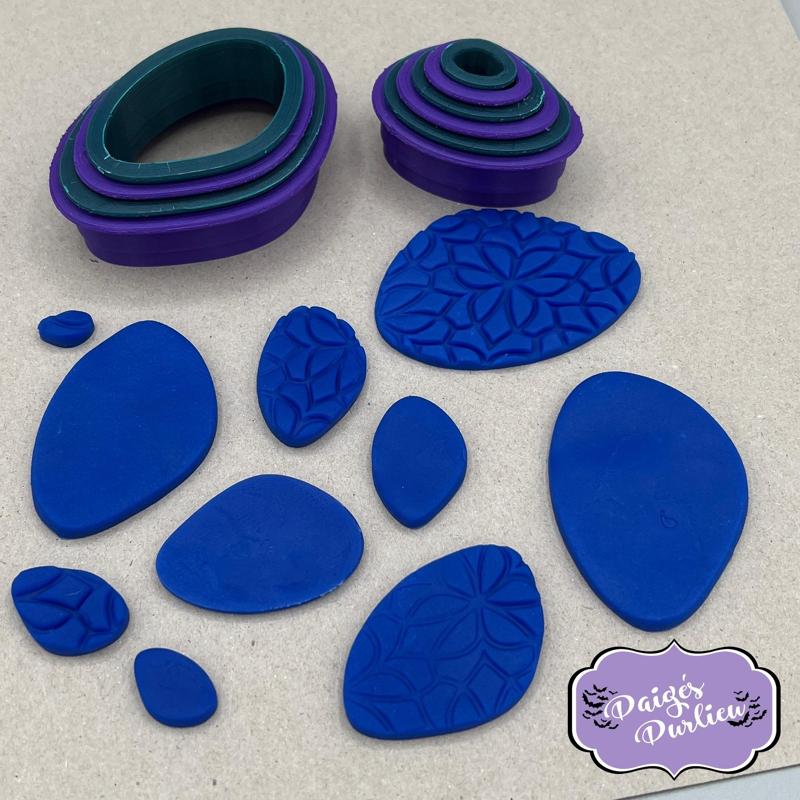 Set of 10 Abstract Pebble Shape Cookie Cutters | Polymer Clay Fondant Cutters Tools For Earring Jewelry Makers | Set 1