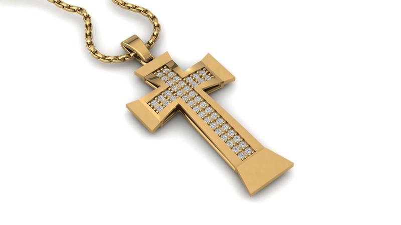 Print Ready STL 3DM Cross Necklace Classic Diamond Pendant