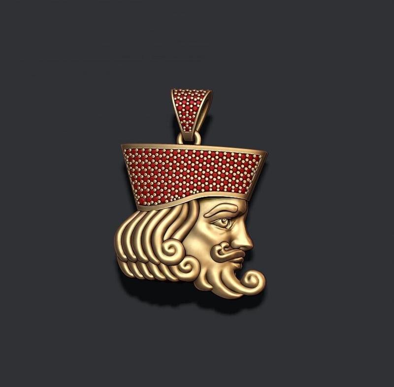 king head playing card pendant 3D print model