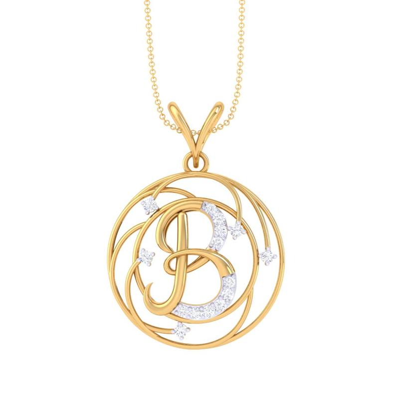 3D Printable Cad jewelry design of Lady diamond Pendant Letter model