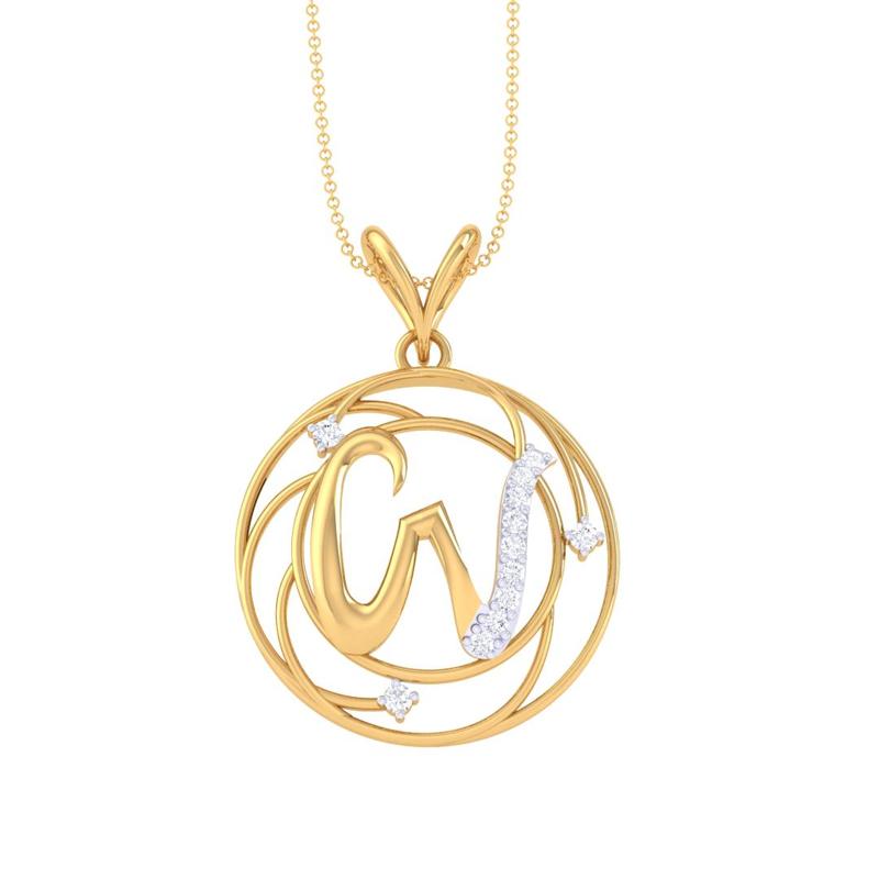 3D Printable Cad jewelry design of Lady diamond Pendant Letter model
