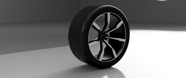 Full-Scale Car Tire with Rim – 2-Part 3D Model