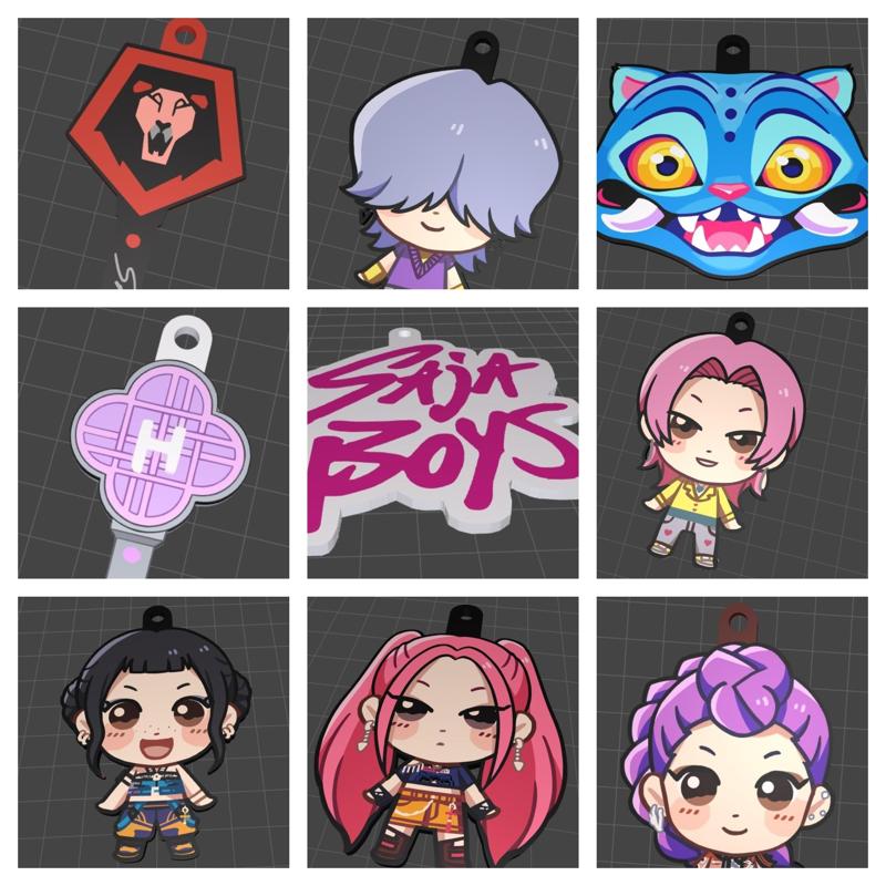 Pack of 15 3D Kpop Demon Hunters Huntrax Demon Hunters 3D keychains