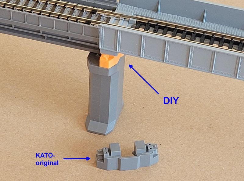 Adapter for KATO's bridges on viaduct piers, n-scale