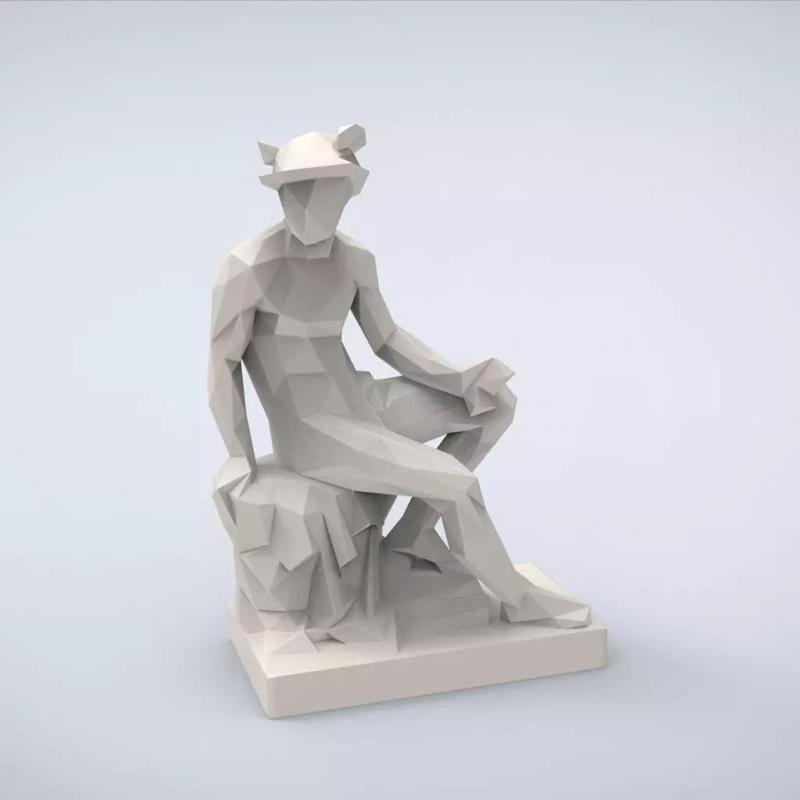 Printable Statue of Mercury Lowpoly style