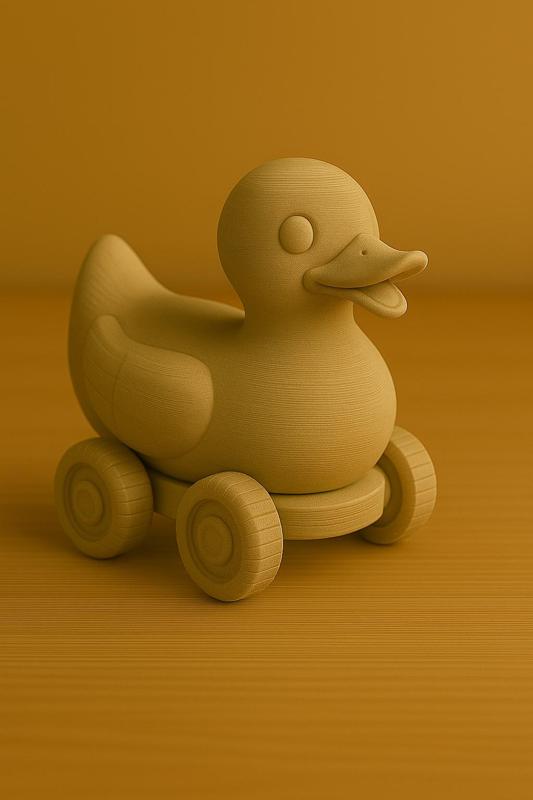 3D Printable Duck Toy on Wheels – Cute Rolling Animal STL (One-Piece Model)
