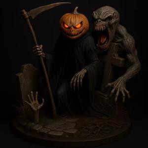 Pumpkin Reaper Halloween 3D Diorama