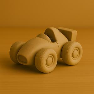 3D Printable Racing Car Toy – Cartoon Formula Car STL (One-Piece, Non-Moving Wheels)