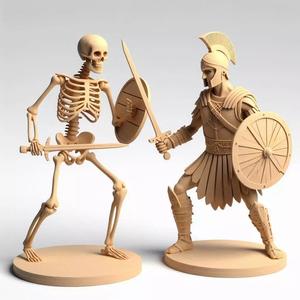 2246Duel of Skeleton and Warrior 3D Printed Statues