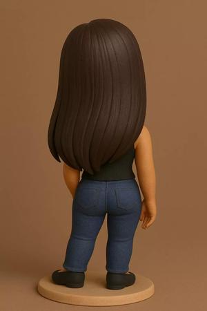 3D Cartoon Style Figurine - Casual Girl with Serene Expression