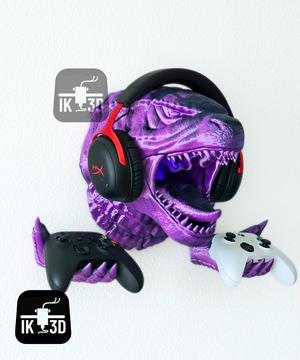 Godzilla Head Wall Mounted Holder for Controllers and Headset / No Supports