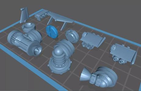 Set of engines and accessories for flying cars in Gaslands
