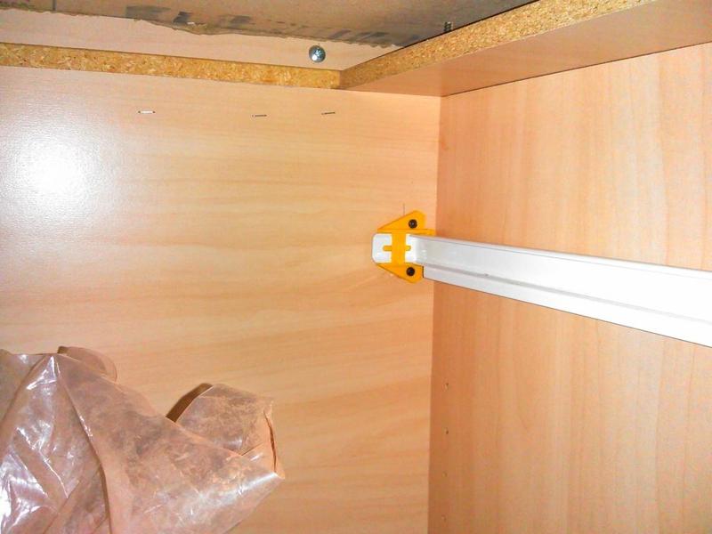 Kitchen drawer rear sled mount