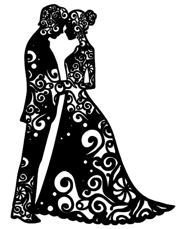 Stickers married couple volute flower