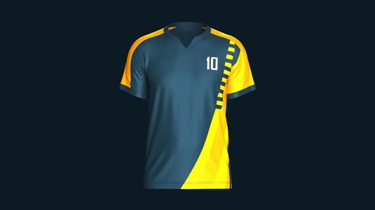 Mens Soccer Dark Blue and Yellow Jersey Player-10 | Marvelous / Clo3d / obj / fbx