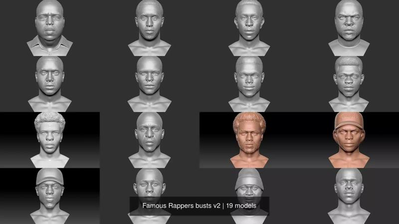 Famous Rappers busts v2 3D Model Collection