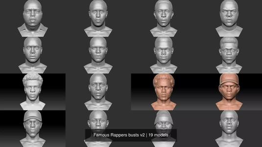Famous Rappers busts v2 3D Model Collection