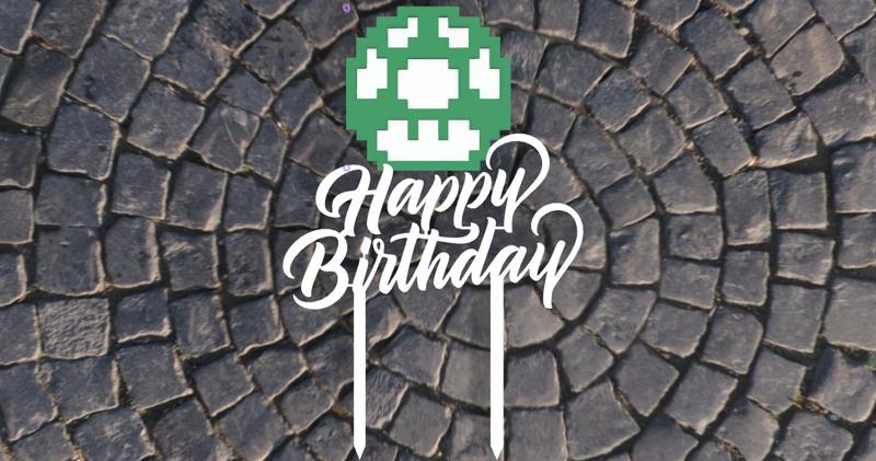 Cake topper Mushroom 8 bit Mario bros