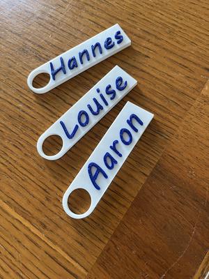 Name Plate [ Hannes | Nora | Louise | Aaron ] for Backpack