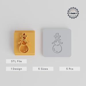 Snowman Stamp Tile Bundle, Set of 5 Sizes, 20-40mm, Winter & Holiday Decoration for Clay, Cookies, Fondant, Xmas Season PRODUCT_3928
