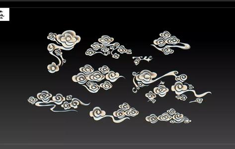 Cloud sculpture  relief flower 3D printing decoration ZB brush