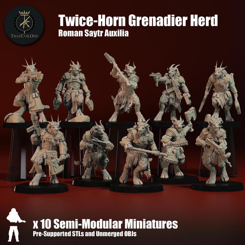 Roman Saytr Twice-Horn Grenadier Herd - Presupported